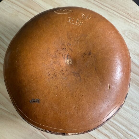 Vintage Hand-Carved Andean Gourd Box With Traditional Peruvian Design With Tags - Picture 11 of 16